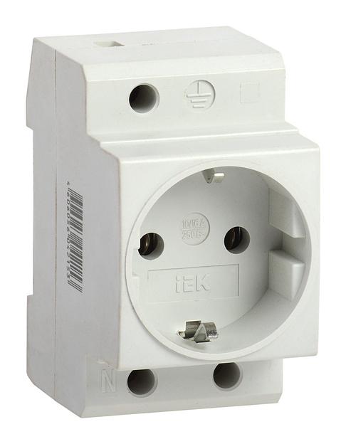 Розетка IEK (MRD10-16) DIN - рейка зазем. IP20 (упак.:1шт) фото 1