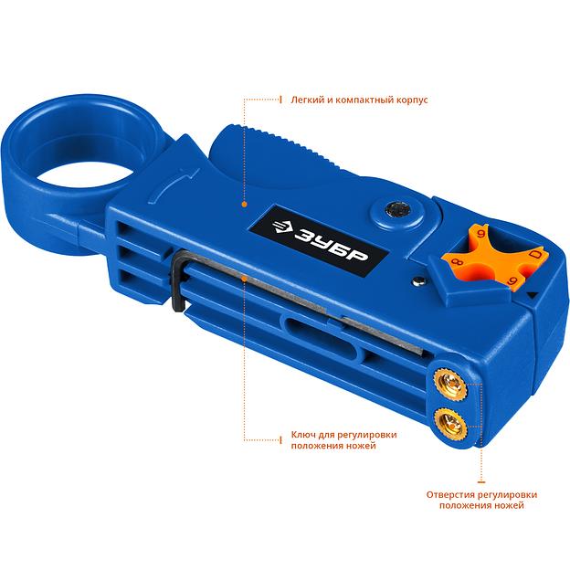 ЗУБР COAX-3, (RG58, RG59, RG62), стриппер коаксиальных кабелей, Профессионал (22657) фото 5