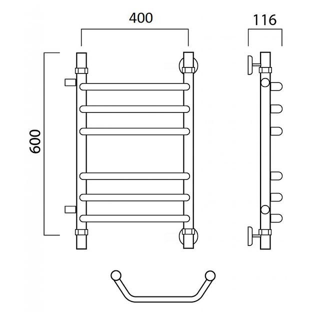 Полотенцесушитель водяной Роснерж Трапеция L108011 60x40 с боковым подключением 500 групповой фото 2