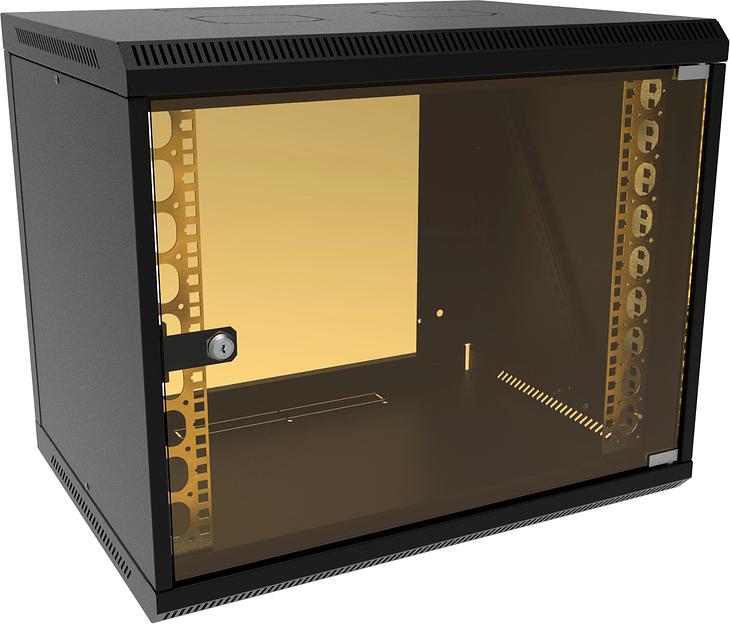 Шкаф коммутационный Suprlan (05-1093-B) настенный 6U 600x450мм пер.дв.стекл направл.под закл.гайки 70кг черный 385мм 19.01кг 500мм фото 1