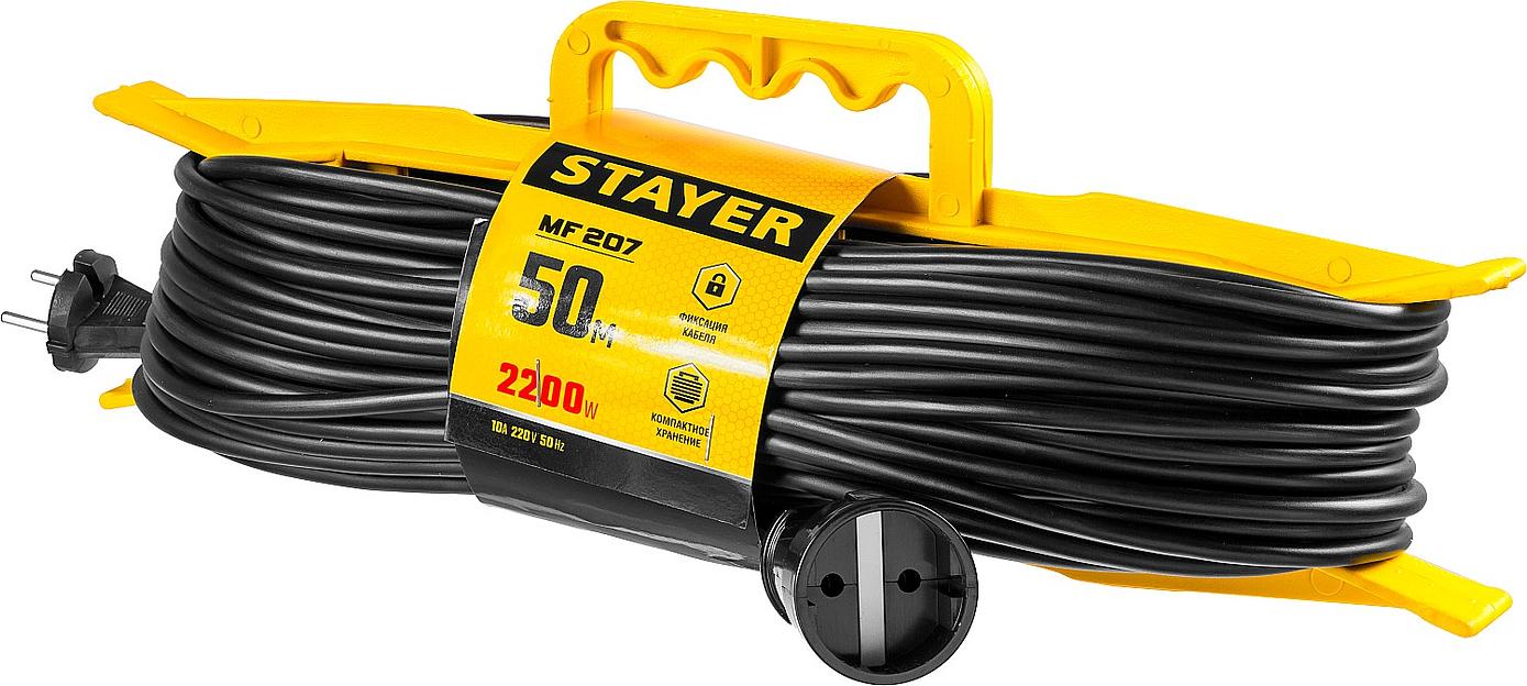 STAYER MF-207, ПВС, 2 x 0.75 мм2, 50 м, 2200 Вт, силовой удлинитель-шнур на рамке (55018-50) фото 5