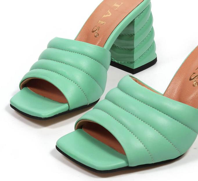 Сабо женские TAIS из натуральной кожи на каблуке, арт.101-n салатовый ОПТ фото 8