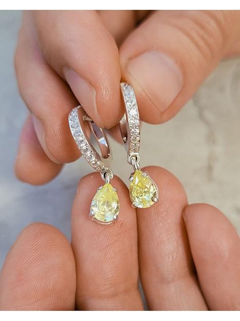 Серьги серебряные с желтым фианитом фото 3