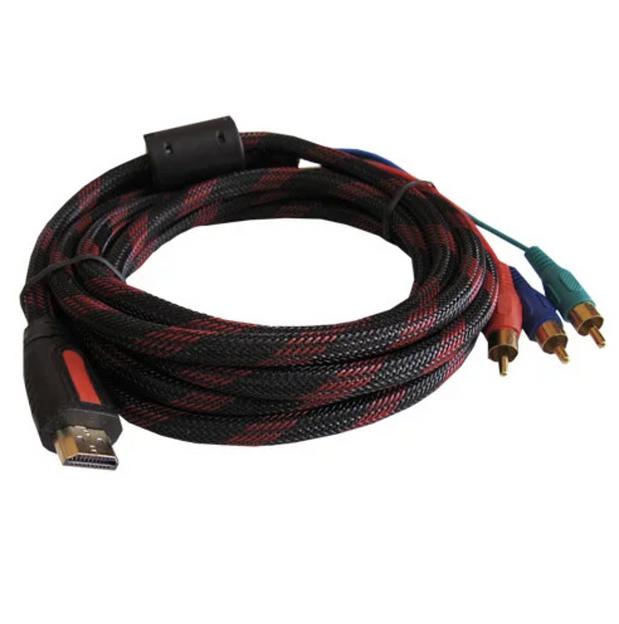Кабель V-T HDMI-3RCA, черно-красный 3 м, опт фото 1