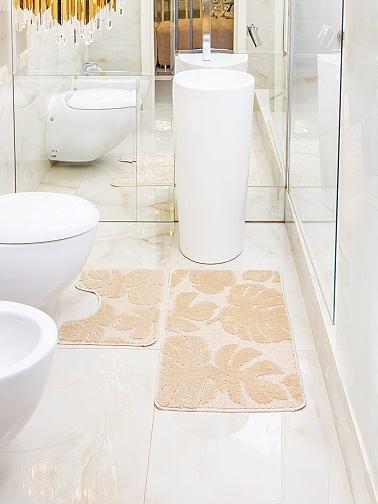 Комплект ковриков для ванной комнаты My Crystal серия Gold 50х80 см и 40х50 см, бежевый, опт фото 2