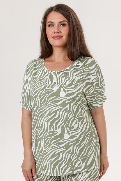 Туника женская 4129/18/Белый, оливковый фото 4