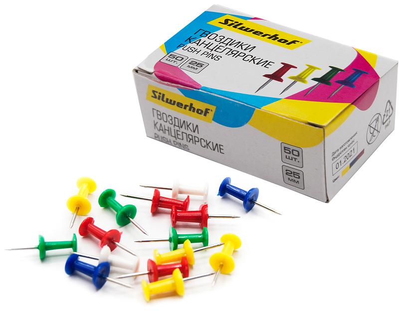 Гвоздики Silwerhof 502017 l=25мм ассорти (упак.:50шт) картонная коробка фото 1