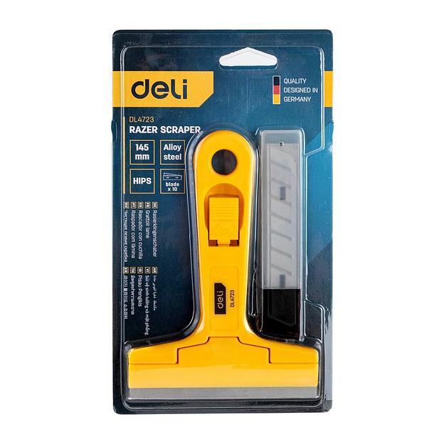Отделочный инструмент Deli Скребок Deli DL4723 145мм + 10 лезвий, ширина лезвия 18мм, толщина лезвия 0,5мм фото 4