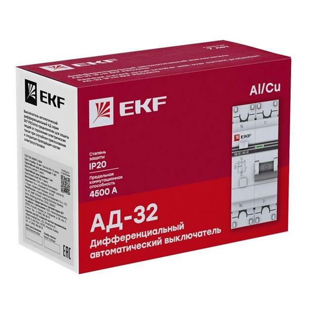 EKF DA32-25-30-pro Дифференциальный автомат АД-32 1P+N 25А/30мА (хар. C, AC, электронный, защита 270В) 4,5кА EKF PROxima фото 3