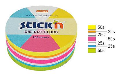 Блок самоклеящийся бумажный Stick`n 21830 67x67мм 250лист. неон ассорти "круг" фото 1