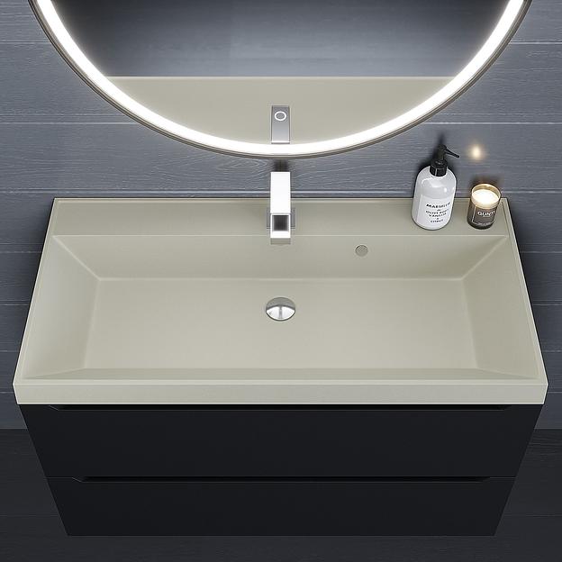 Раковина кварцевая для ванной Uperwood Classic Quartz 100 см, бежевая матовая, лён фото 5