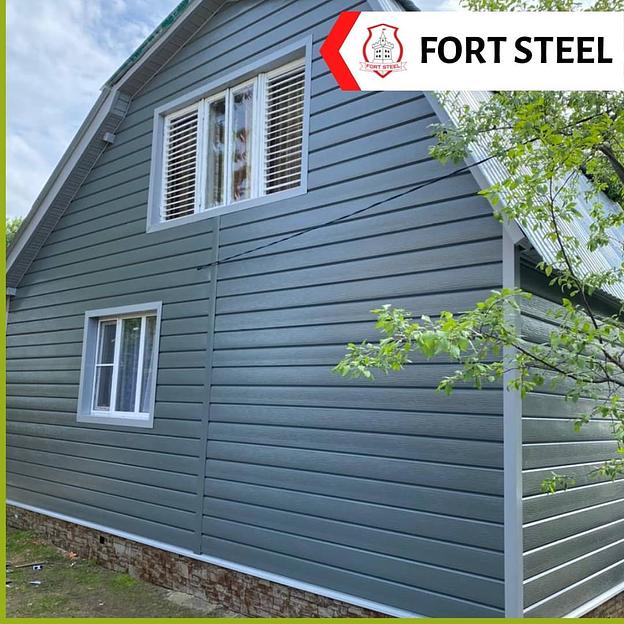 Металлический сайдинг «Евробрус с тиснением» цвет RAL 7005 фото 2