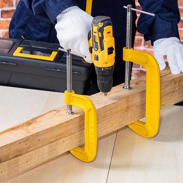 Струбцина G-образная усиленная Deli DL-G204 высота зажима 100мм, глубина зажима 50мм фото 10