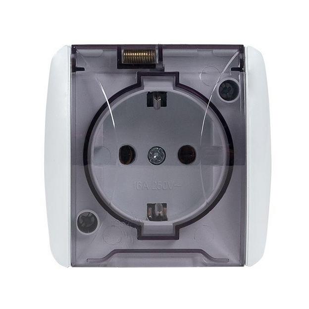 EKF EQR16-029-30-54-T Владивосток Розетка 1-местная 16А с заземлением с прозрачной крышкой IP54 фото 6