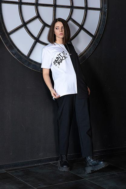 Чёрно-белая футболка унисекс с принтом Paint It, Black ОПТ фото 5