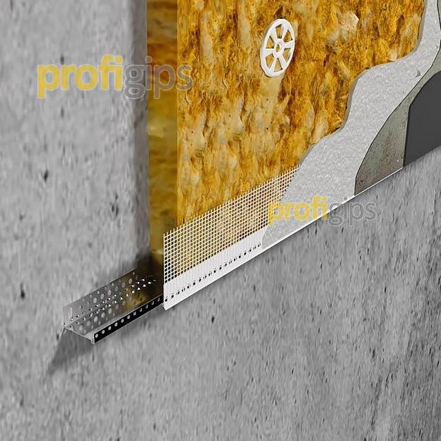 Цокольный опорный профиль алюминиевый 50 мм с перфорацией и капельником, толщина 0,65 мм ProfiGips 2,5 м ОПТ фото 5