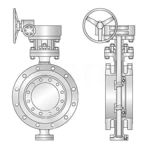 Затвор трехэксцентриковый фланцевый стальной Ду 600 Ру 25 фото 1