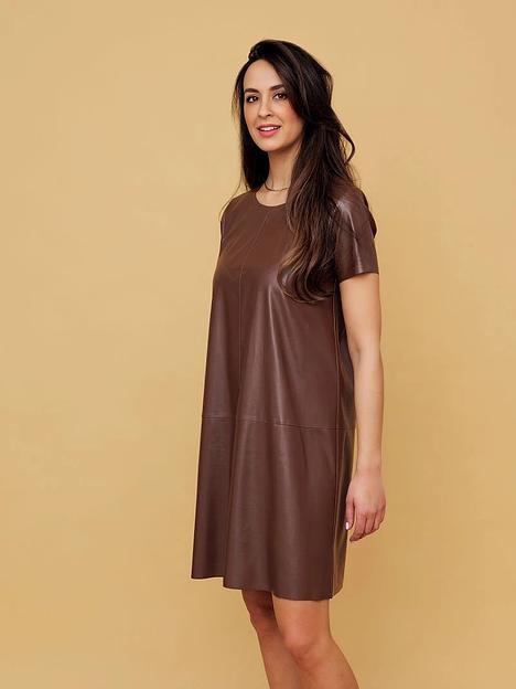 Платье из экокожи, коричневое, Опт фото 1