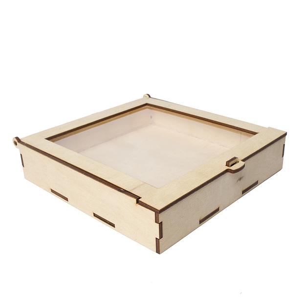 Коробка с окном 20х20х3,5 см фанера фото 1