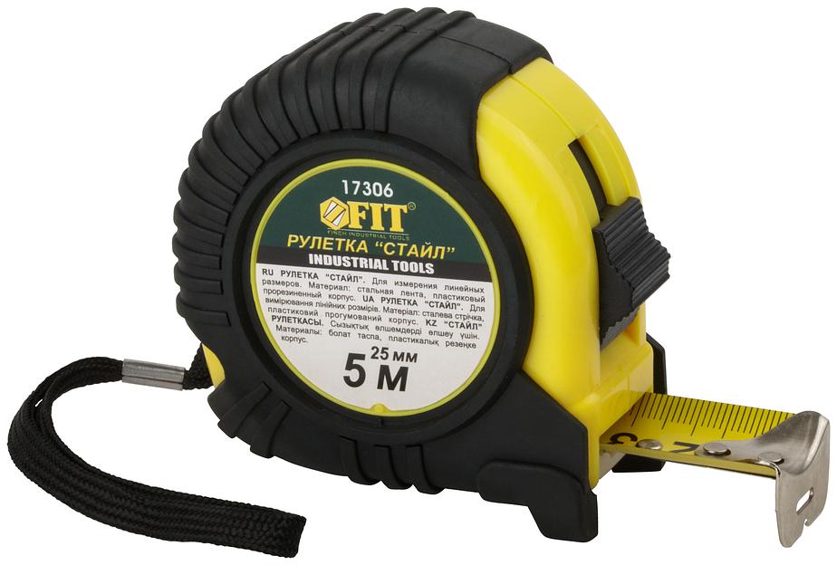 Рулетка Профи, прорезиненный корпус ''Стайл'' 5 м x 25 мм фото 1