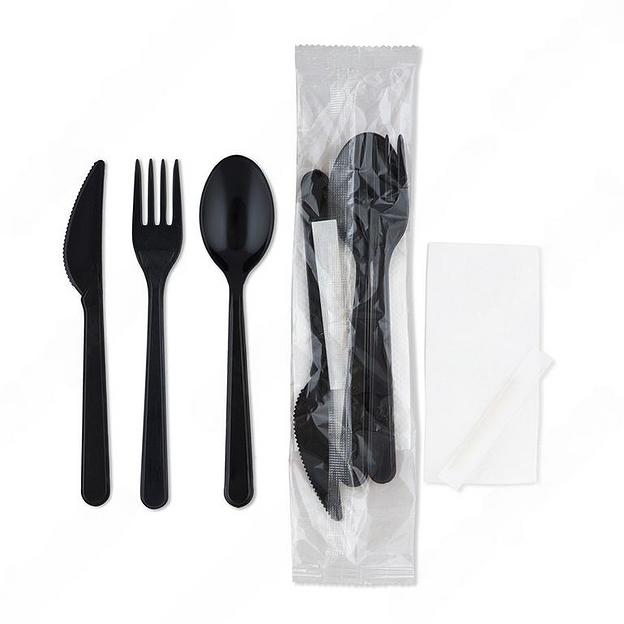 Комплект одноразовых приборов №5 чёрный, 165 фото 1