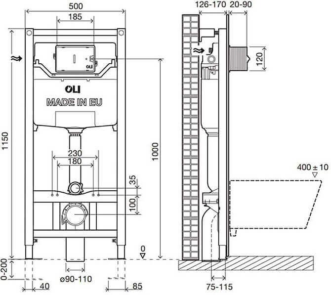 Инсталляция для унитазов Oli Eco Sanitarblock pneumatic 879235pKA00 фото 2