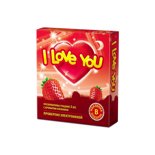 Презервативы I Love You® №3 с ароматом клубники 3 шт, опт фото 1