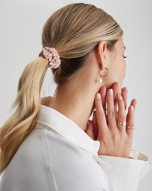 Шёлковая резинка для волос Basic «Sunset Pink» ОПТ фото 3