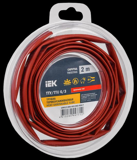 Трубка термоусадочная ТТУ нг-LS 6/3 красная (2м/упак) IEK фото 1