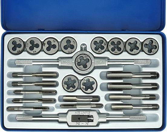 Набор метчиков/плашек Sturm! 1065-03-S24 в комплекте 24 предмета жесткий кейс фото 2