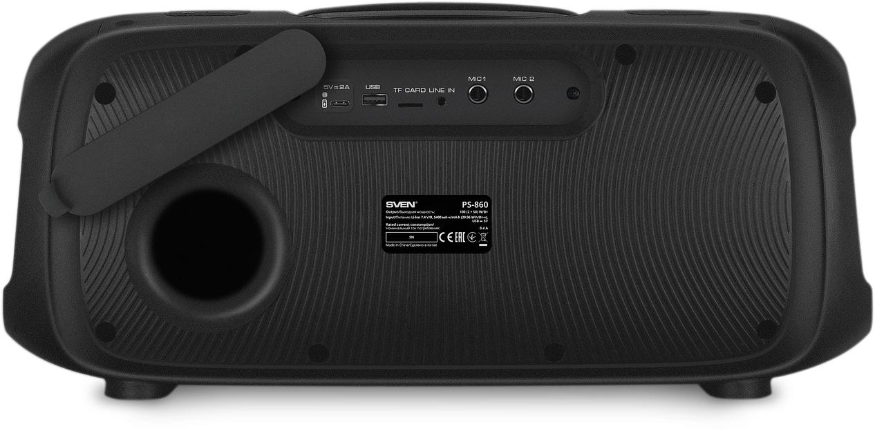 Колонка порт. Sven PS-860 черный 100W 1.0 BT/3.5Jack 5400mAh (SV-022518) фото 6
