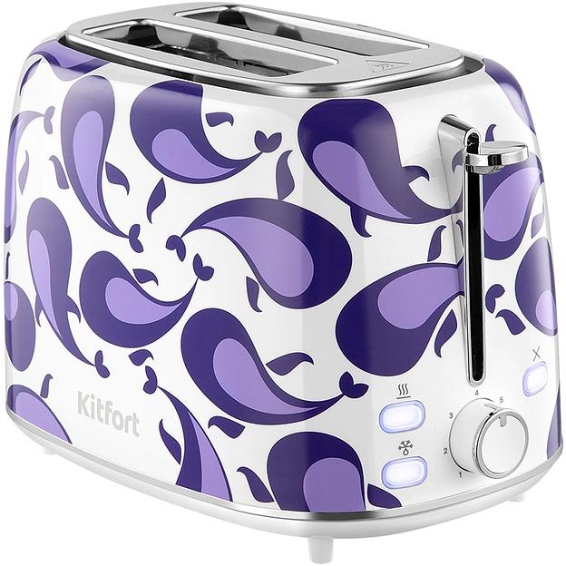 Тостер Kitfort КТ-6863 1080Вт белый/фиолетовый фото 1