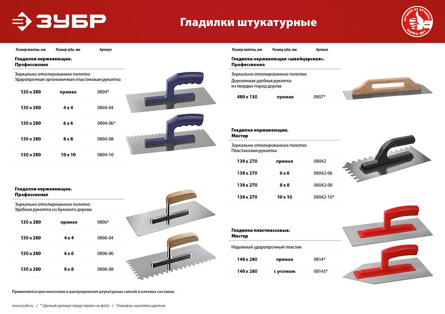 ЗУБР 130 х 280 мм, зуб 8 х 8 мм, штукатурная гладилка, Профессионал (0804-08) фото 2