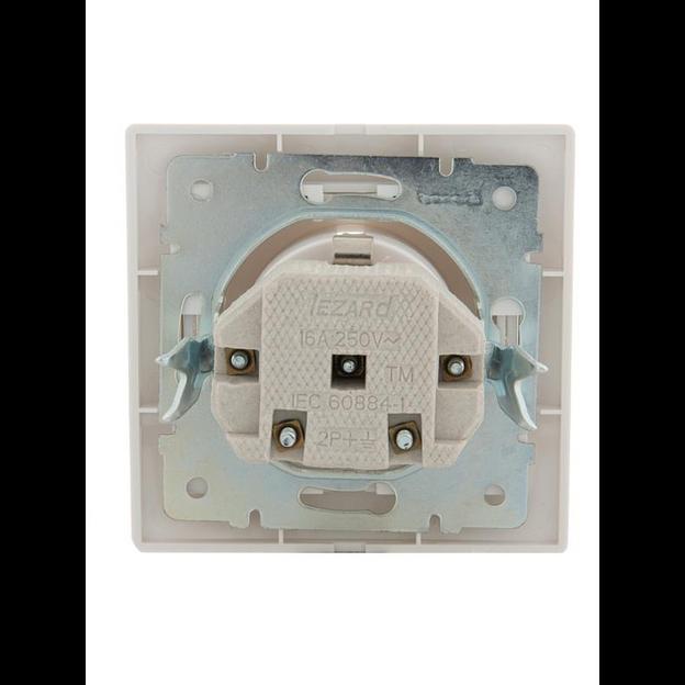 Розетка 1-м СП Mira 16А IP20 с заземл. защ. шторки с бел. вставкой керамика бел. LEZARD 701-0202-124 фото 4