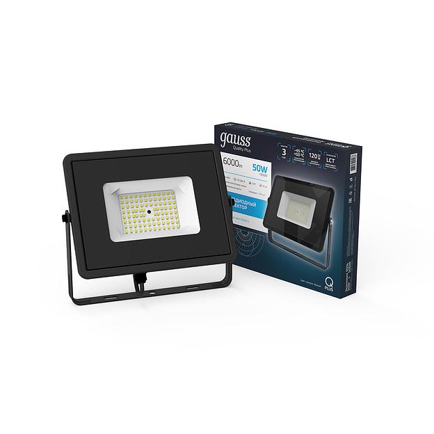 Прожектор светодиодный LED ДО 50 Вт 6000 Лм 6500К IP65 223х28х188 мм Qplus Gauss Gauss 613511350 фото 2