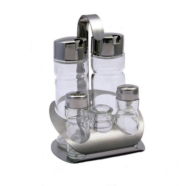 Набор для специй 4 пр.+ стаканчик для зубочисток Спайс (масло/уксус 160мл, соль/перец 35мл) /1/36/ фото 1