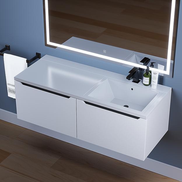 Тумба под раковину для ванной Uperwood Tanos 120 см, подвесная, правая, белый/графит фото 3