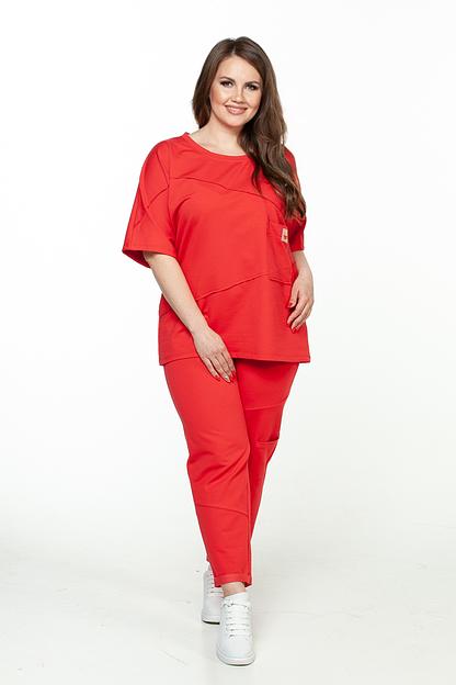 Брюки футер 2-х нитка  102/08/Красный  фото 7