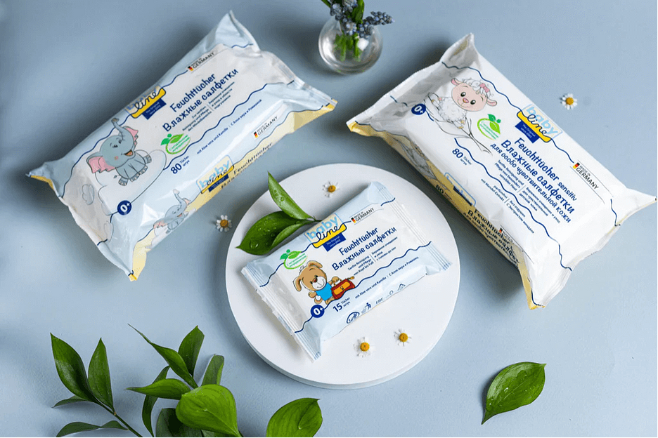 Набор влажных салфеток Babyline для прогулок и путешествий, с алоэ вера и ромашкой 15+15 шт ОПТ фото 4