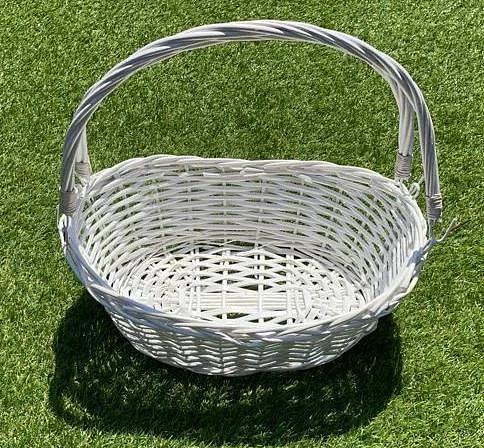 Белая плетенная подарочная корзина для фруктов, шампанского, конфет, размер 43 см ОПТ фото 1