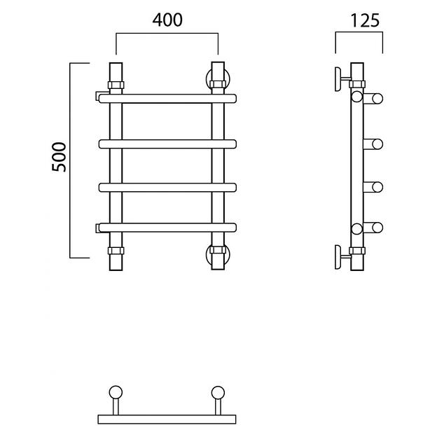 Полотенцесушитель водяной Роснерж Нео 1 L106001 50x40 с боковым подключением 400 фото 2