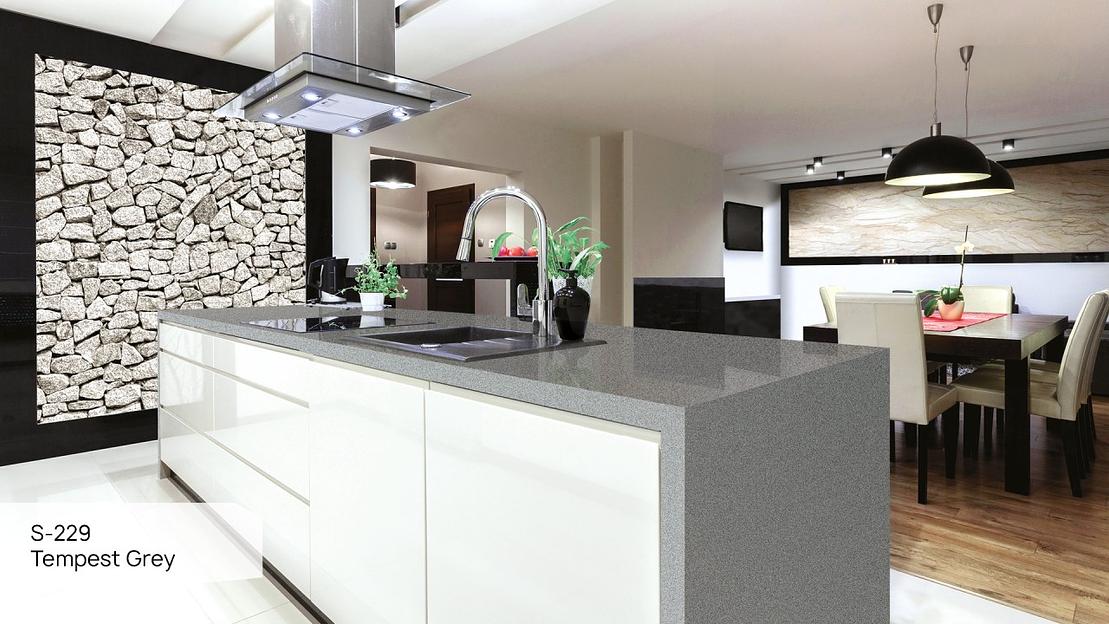 Кварцевый камень Grandex «S-229 Tempest Grey» ОПТ фото 3