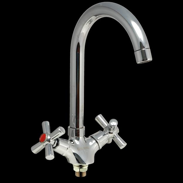 Смеситель для мойки двуручный "Juguni" с гибкой подводкой, крепление-гайка фото 1