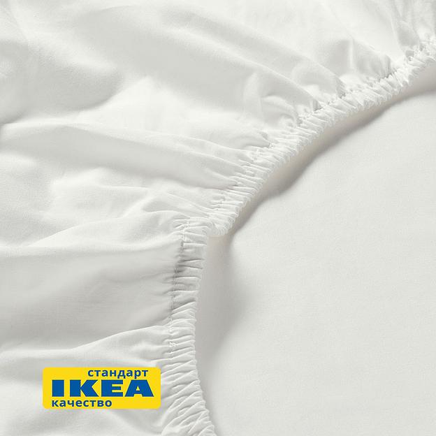 Простыня на резинке УЛЬВИДОРО (ИКЕА УЛЛЬВИДЕ) 180x200, белый, поплин KL-90351159 фото 5