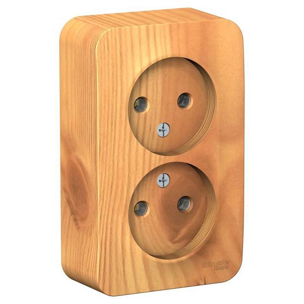 Systeme electric BLNRA000215 BLANCA О/У РОЗЕТКА двойная без заземл. без штор. ИЗОЛ.ПЛ.,16А,250В, ЯСЕНЬ фото 1