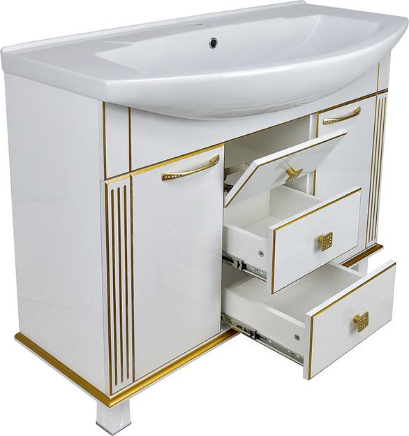 Тумба Аттика 105 DORATIZ 9912.325, белая патина золото, под умывальник фото 4