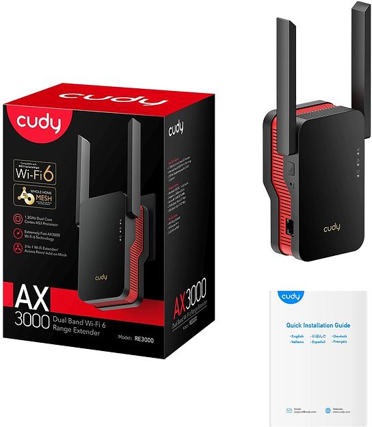 Повторитель беспроводного сигнала Cudy RE3000 AX3000 Wi-Fi черный фото 5