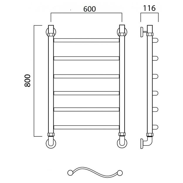 Полотенцесушитель водяной Роснерж Волна L101000 80x60 фото 2
