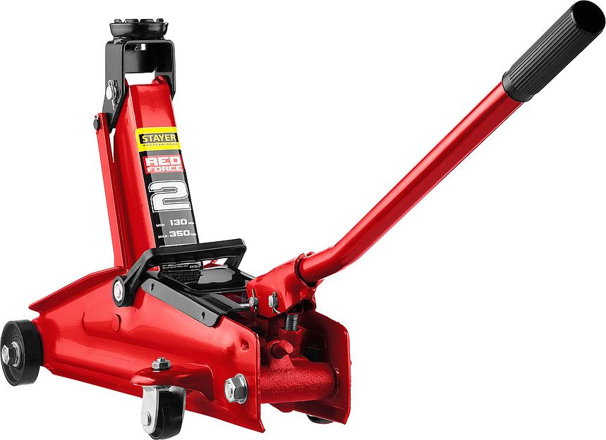 STAYER R-28 RED FORCE, 2 т, 130 - 350 мм, подкатной домкрат для легковых а/м, Professional (43153-2) фото 2