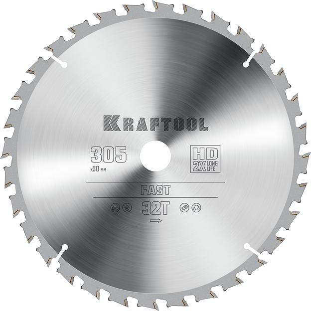 KRAFTOOL Fast, 305 х 30 мм, 32Т, пильный диск по дереву (36950-305-30) фото 1